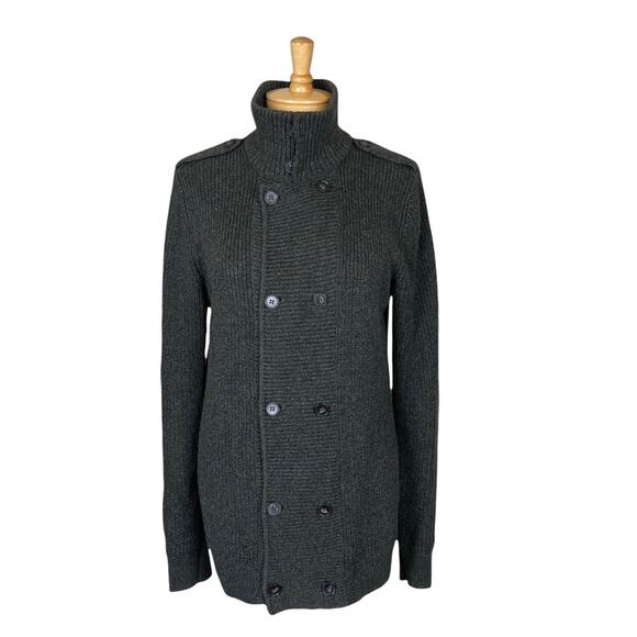 H&M Ribbed Double Breasted Long Sleeve Tunic Length Heather Green Size Small - Picture 10 of 10